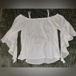White Bell Sleeve Off Shoulder Blouse